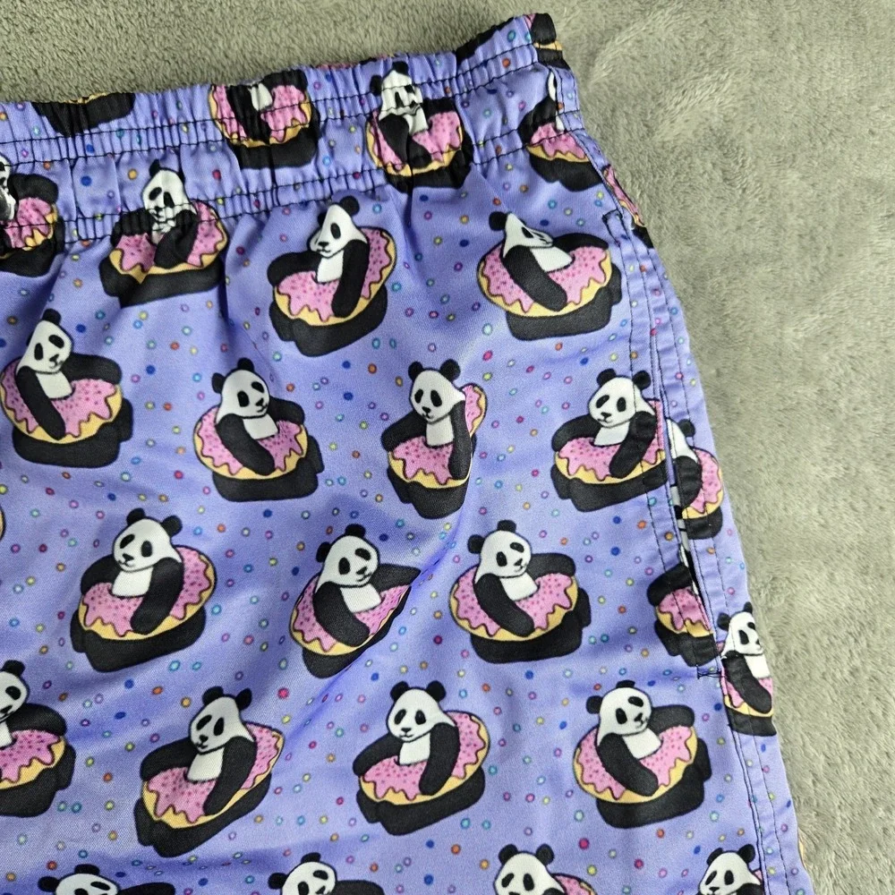 Ocean Slave By Too Good Swim Trunk Mens XL 32x5 Purple Panda In A Donut Lined